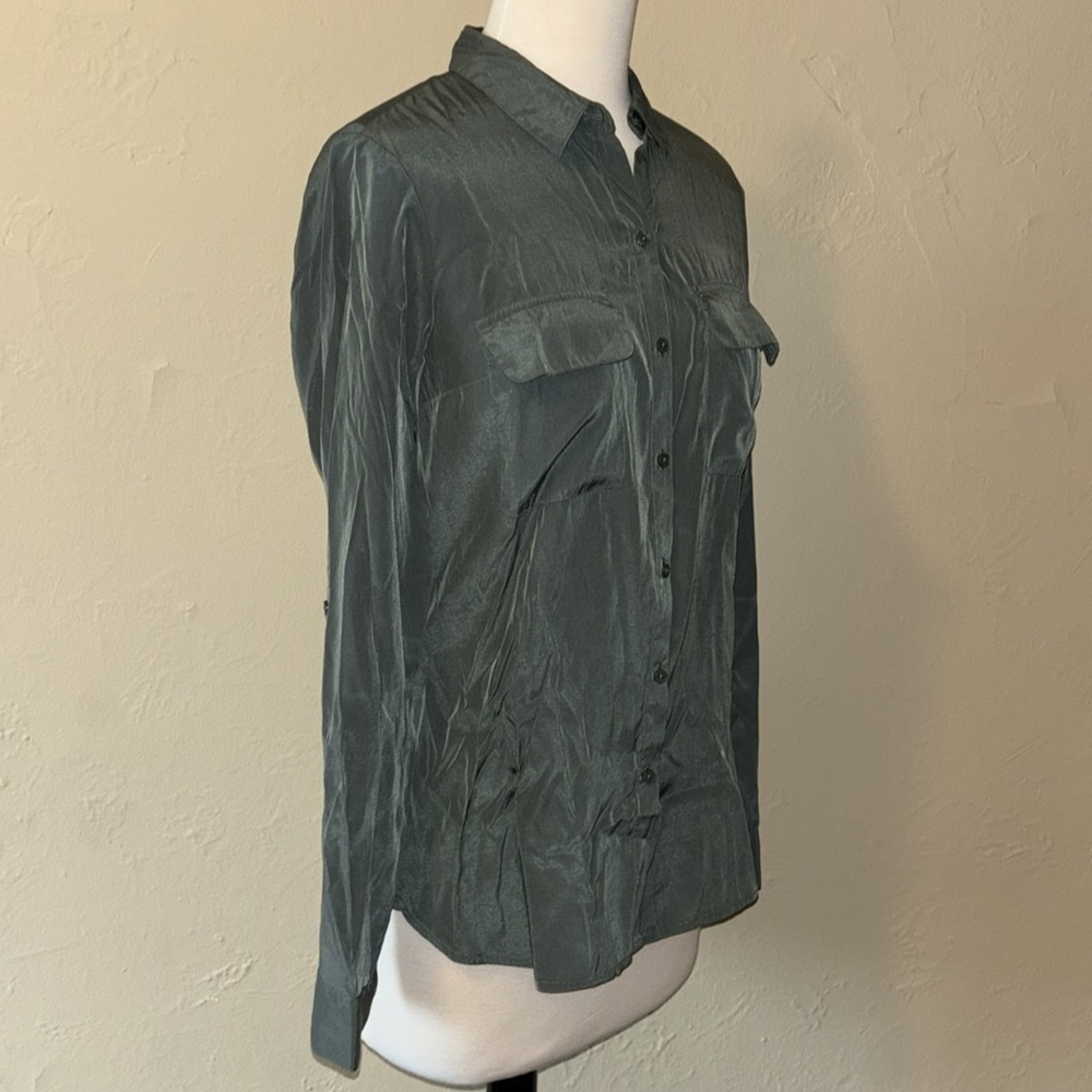 EXPRESS casual button up shirt with double breast pockets women’s small petite - Picture 9 of 13